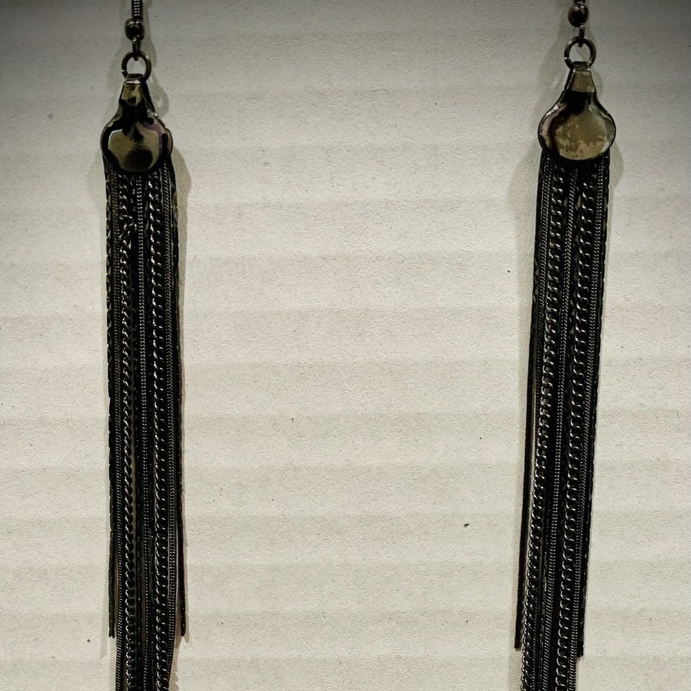 Gunmetal gray super dangle earrings